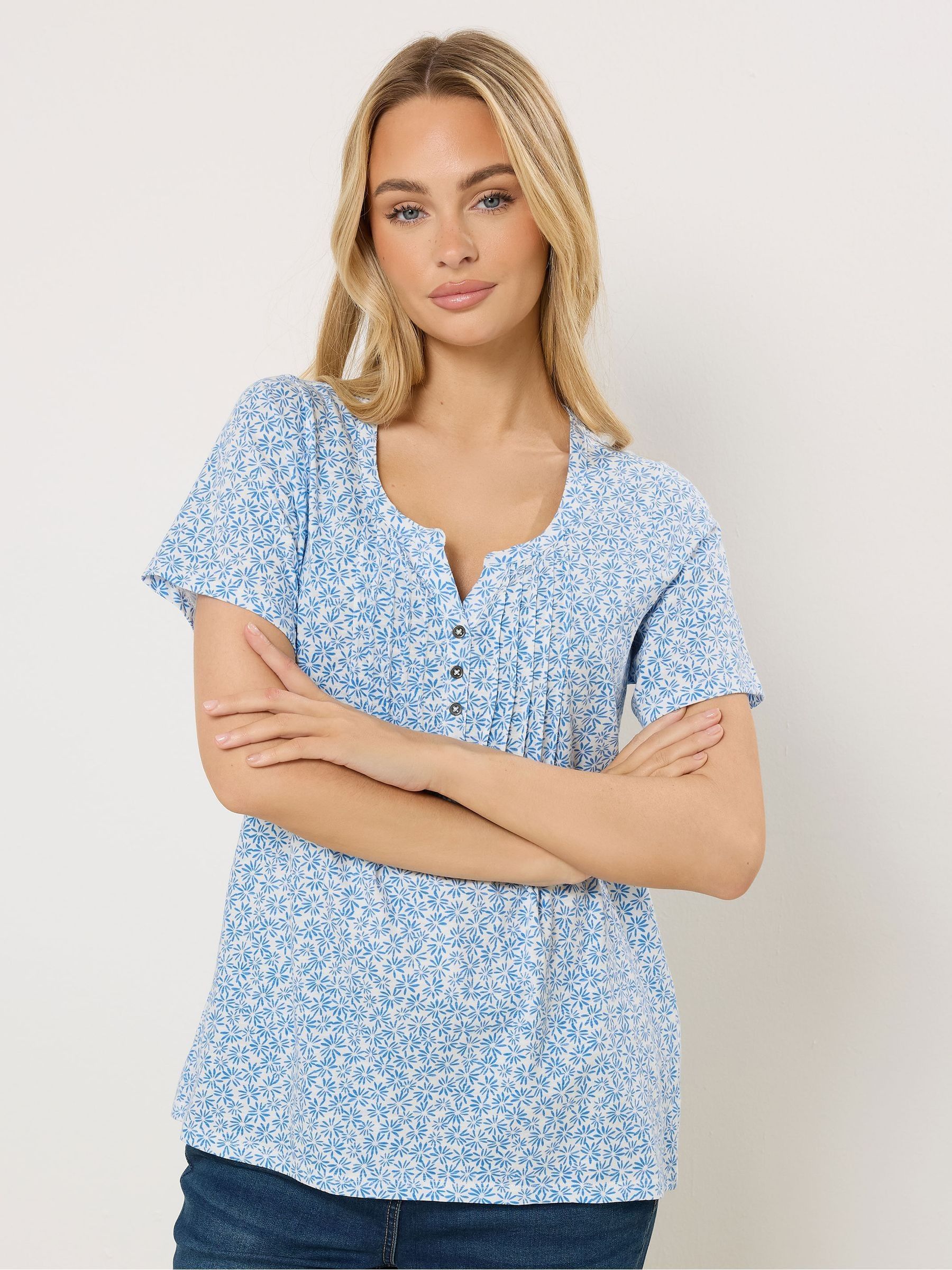 Buy M&Co Blue Short Sleeve Henley Top from Next USA