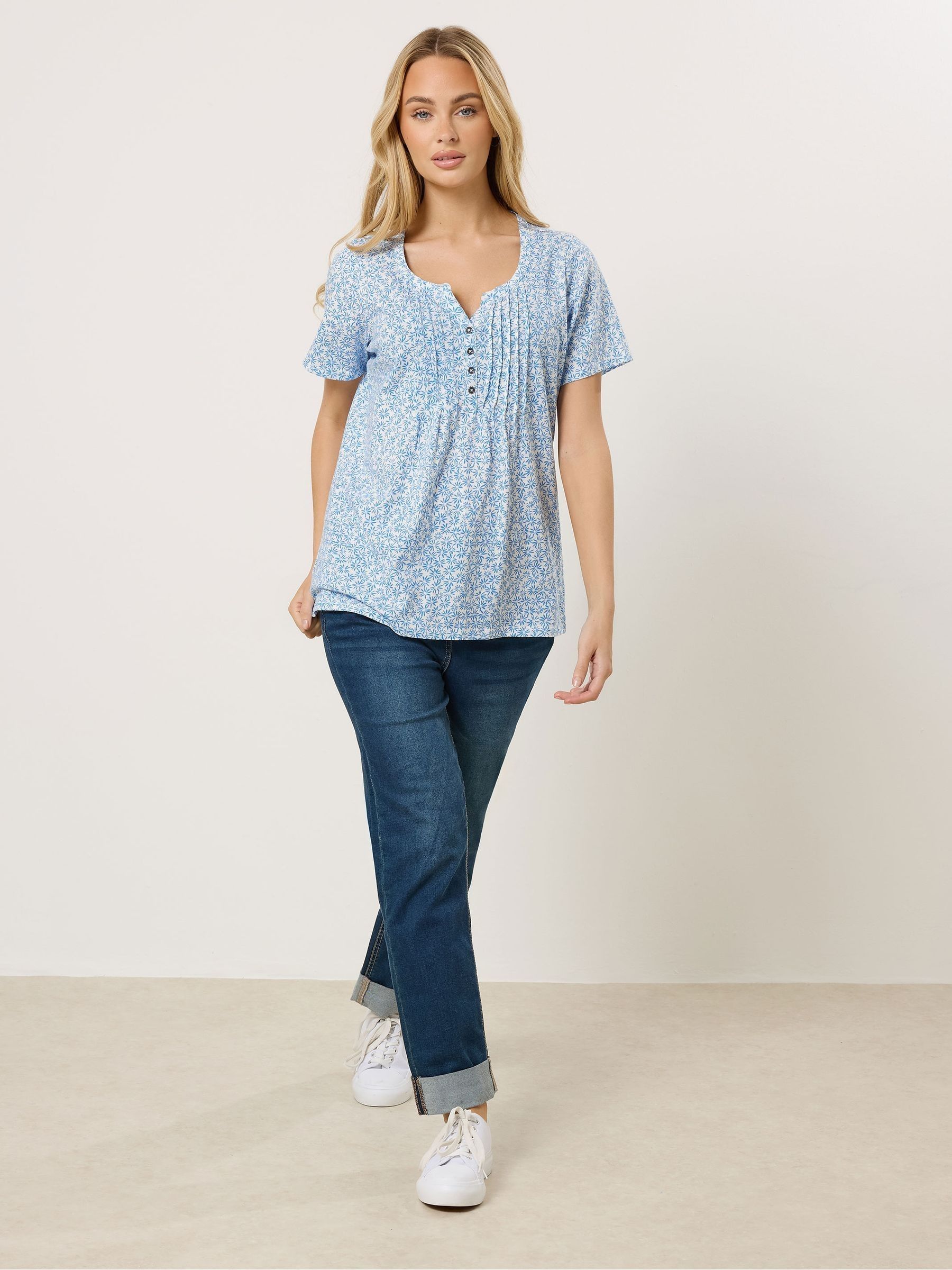 Buy M&Co Blue Short Sleeve Henley Top from Next USA