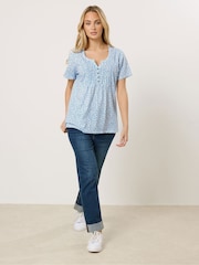 Albastru - M&Co Short Sleeve Henley Top - Imaginea 2 din 5