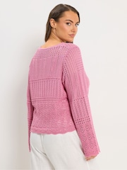 Yours Curve Pink Pointelle Knitted Cardigan - Image 3 of 5