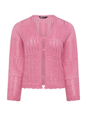 Yours Curve Pink Pointelle Knitted Cardigan - Image 5 of 5