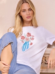 M&Co White Vase Placement Print T-Shirt - Image 2 of 3