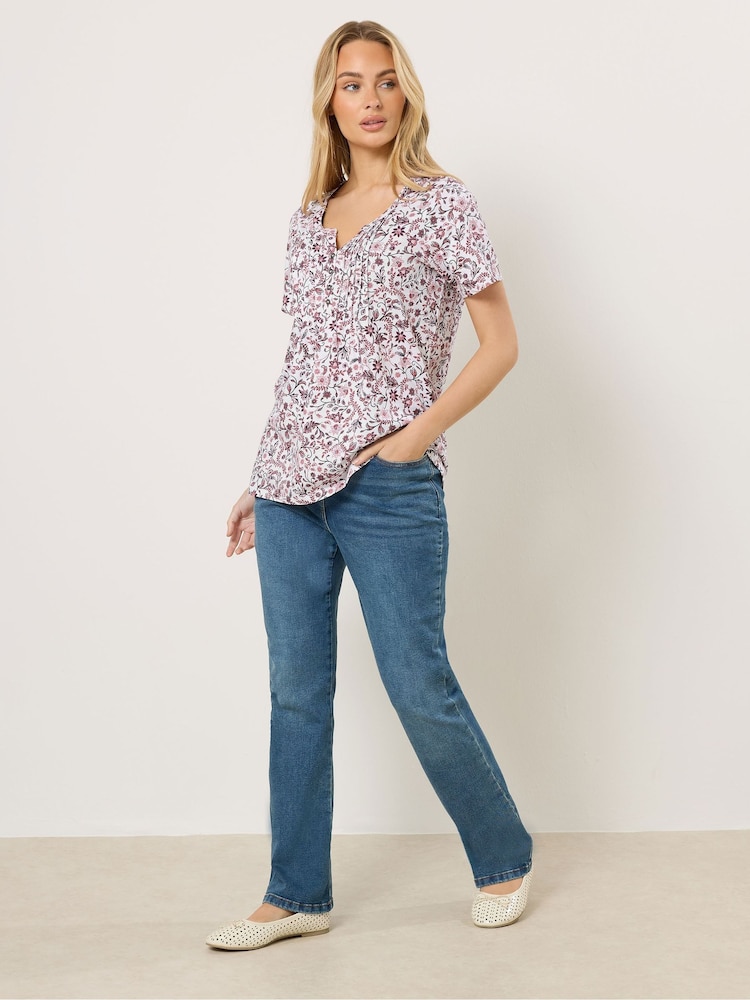 M&Co Pink Short Sleeve Henley Top - Image 2 of 5