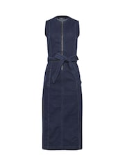 Long Tall Sally Blue Denim Sleeveless Zip Front Midi Dress - Image 5 of 5