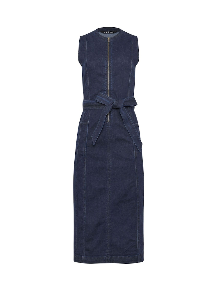 Long Tall Sally Blue Denim Sleeveless Zip Front Midi Dress - Image 5 of 5