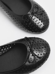 Yours Curve Black Extra Wide Fit EEE Faux Leather Cut Out Ballet Pumps - Image 5 of 5