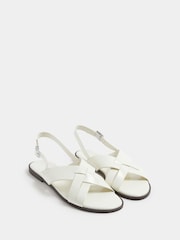 Yours Curve White Extra Wide Fit EEE Faux Leather Cross Over Strap Sandals - Image 1 of 4