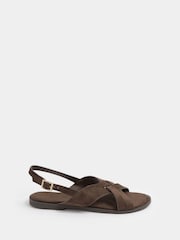 Yours Curve Brown Extra Wide Fit EEE Faux Leather Cross Over Strap Sandals - Image 3 of 5