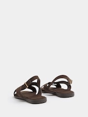 Yours Curve Brown Extra Wide Fit EEE Faux Leather Cross Over Strap Sandals - Image 4 of 5