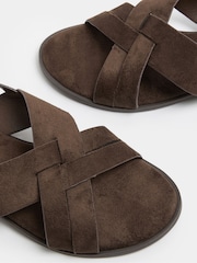 Yours Curve Brown Extra Wide Fit EEE Faux Leather Cross Over Strap Sandals - Image 5 of 5