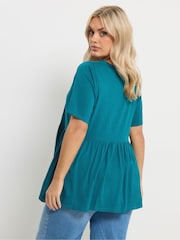 Blau - Yours Curve Bow Tie Front Peplum Top - Bild 3 von 5