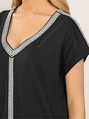 M&Co Black Contrast Trim Short Sleeve T-Shirt - Image 4 of 5