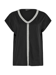 M&Co Black Contrast Trim Short Sleeve T-Shirt - Image 5 of 5