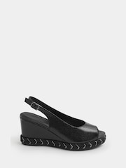 Yours Curve Black Extra Wide Fit Faux Leather Snake Wedge Sandals - Image 3 of 5