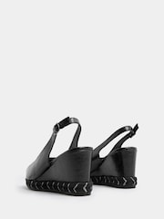 Yours Curve Black Extra Wide Fit Faux Leather Snake Wedge Sandals - Image 4 of 5