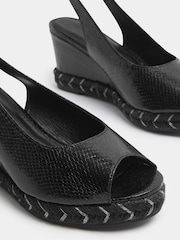 Yours Curve Black Extra Wide Fit Faux Leather Snake Wedge Sandals - Image 5 of 5