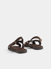 Yours Curve Brown Wide Fit EEE Faux Leather Cross Over Strap Sandals - Image 4 of 5