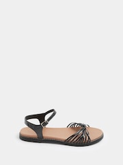 Yours Curve Black Wide Fit Faux Leather Knot Detail Sandals - Image 2 of 5