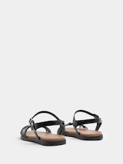 Yours Curve Black Wide Fit Faux Leather Knot Detail Sandals - Image 3 of 5