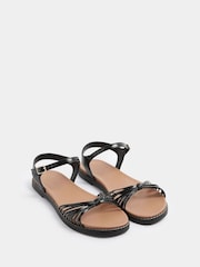 Yours Curve Black Wide Fit Faux Leather Knot Detail Sandals - Image 4 of 5