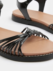 Yours Curve Black Wide Fit Faux Leather Knot Detail Sandals - Image 5 of 5
