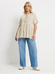 Yours Curve White Bow Tie Front Peplum Top - Image 2 of 5