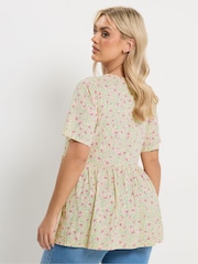 Yours Curve White Bow Tie Front Peplum Top - Image 3 of 5