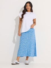 PixieGirl Petite Blue Daisy A Line Midaxi Skirt - Image 1 of 5