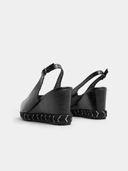 Yours Curve Black Wide Fit Faux Leather Snake Wedge Sandals - Image 3 of 5