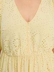 Yours Curve Yellow Broderie Anglaise Tiered Maxi Dress - Image 4 of 4