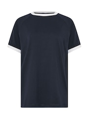 Long Tall Sally Blue Contrast Piped T-Shirt - Image 2 of 2