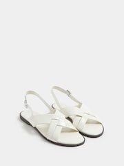 Yours Curve White Wide Fit EEE Faux Leather Cross Over Strap Sandals - Image 1 of 4