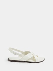 Yours Curve White Wide Fit EEE Faux Leather Cross Over Strap Sandals - Image 2 of 4