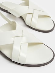 Yours Curve White Wide Fit EEE Faux Leather Cross Over Strap Sandals - Image 4 of 4