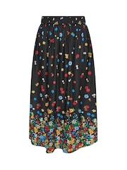 Yours Curve Black Ditsy Border Midaxi Skirt - Image 5 of 5
