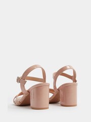 Yours Curve Natural Extra Wide Fit Patent Mid Block Heel Sandals - Image 4 of 5