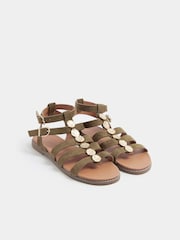 أخضر - صندل مقاس واسع بتصميم قرص مطروق Gladiator من Yours Curve - Image 2 of 5