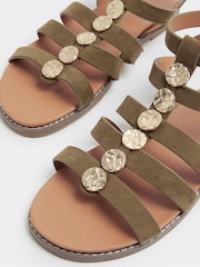 أخضر - صندل مقاس واسع بتصميم قرص مطروق Gladiator من Yours Curve - Image 5 of 5