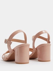 Yours Curve Natural Wide Fit Patent Mid Block Heel Sandals - Image 4 of 5