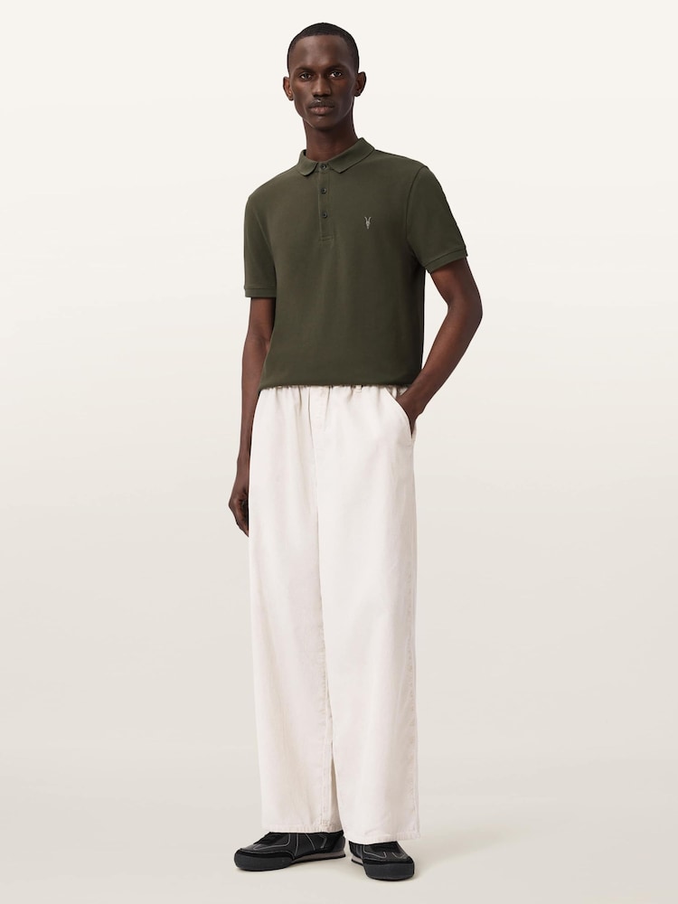 AllSaints Dark Green Reform Short Sleeve Polo Shirt - Image 2 of 6