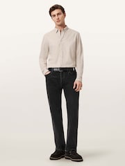 AllSaints Cream Hawthorne Long Sleeve Shirt - Image 6 of 7