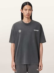 AllSaints Black Emblem Short Sleeve Crew Neck T-Shirt - Image 1 of 6