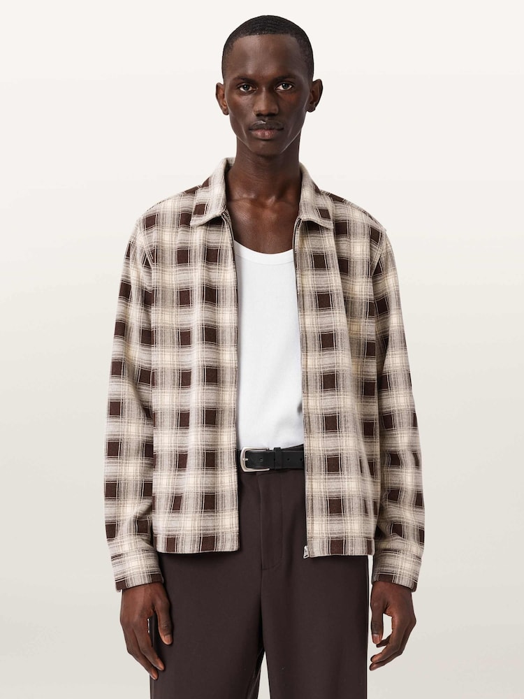 AllSaints Brown Krater Long Sleeve Shirt - Image 2 of 7