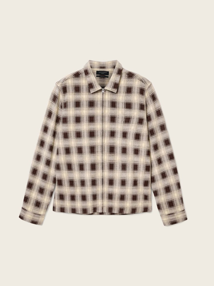 AllSaints Brown Krater Long Sleeve Shirt - Image 7 of 7