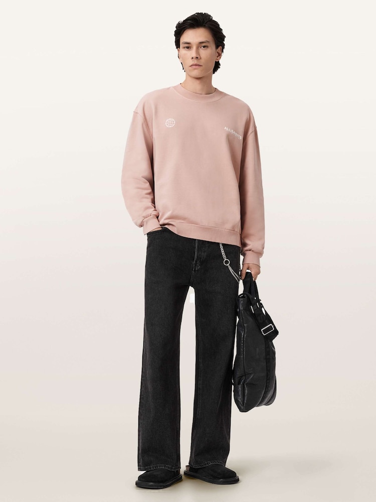 AllSaints Pink Emblem Crew Neck Jumper - Image 1 of 8