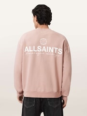 AllSaints Pink Emblem Crew Neck Jumper - Image 6 of 8