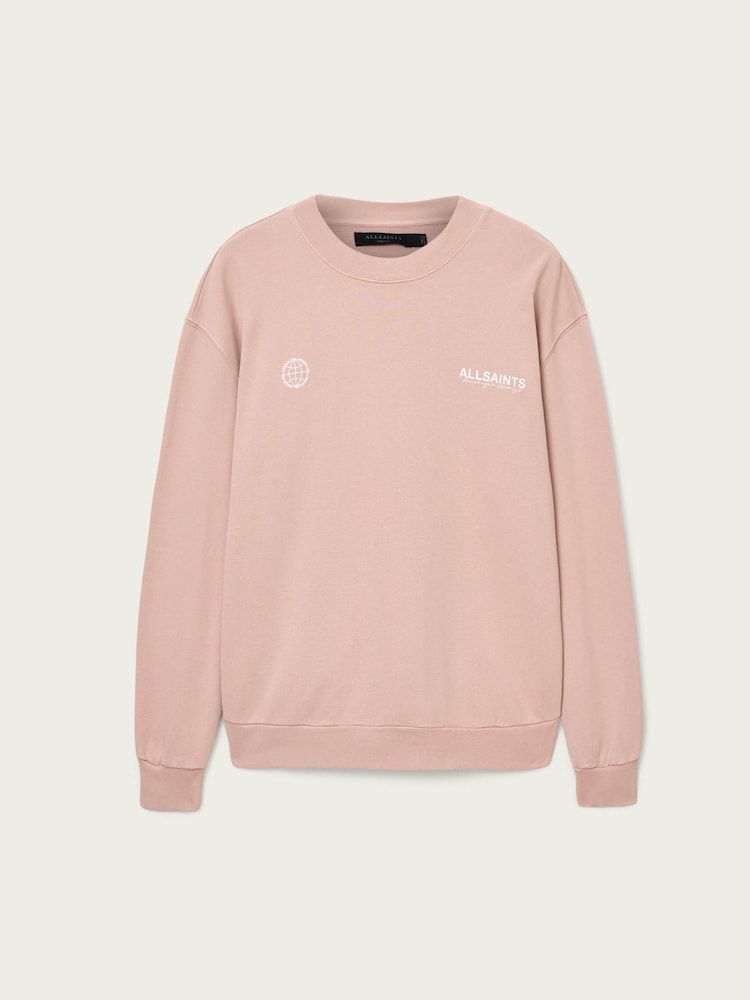 AllSaints Pink Emblem Crew Neck Jumper - Image 8 of 8