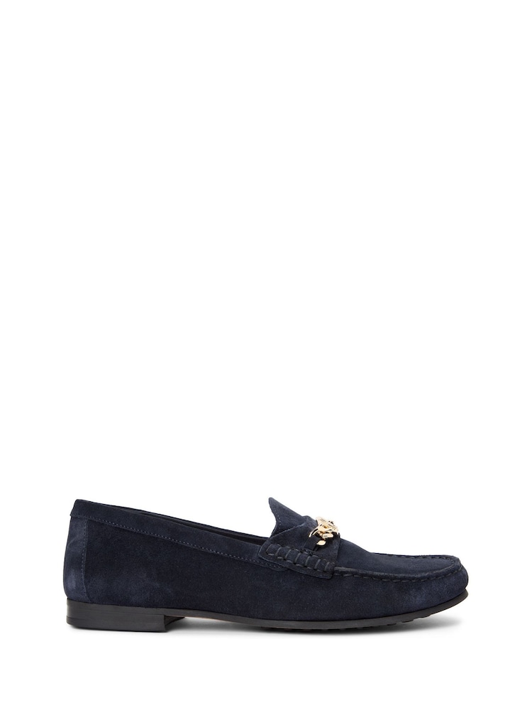Tommy Hilfiger Blue Suede Chain Penny Loafers - Image 1 of 2