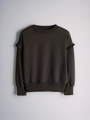 The Set 3 Pack Frill Sleeve Crew Sweatshirts Chocolate Brown/Mid Brown/Cream - Image 11 of 13