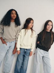The Set 3 Pack Frill Sleeve Crew Sweatshirts Chocolate Brown/Mid Brown/Cream - Image 2 of 13
